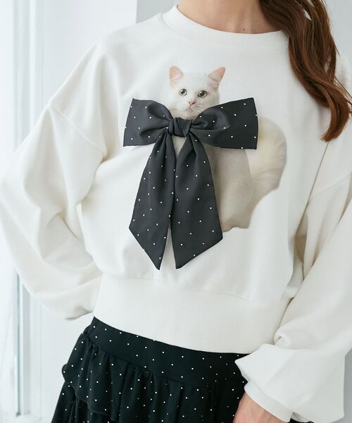 MAJESTIC LEGON（マジェスティックレゴン）の「Lady catスウェット（スウェット・レディース・ブラック/アイボリー/ピンク・MEDIUM）」の14枚目の写真