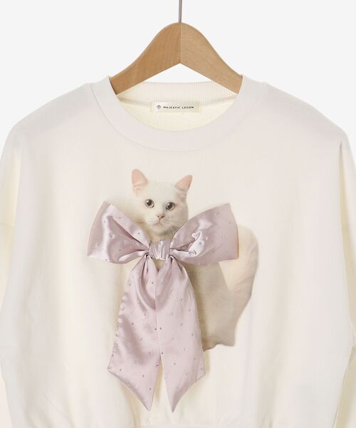 MAJESTIC LEGON（マジェスティックレゴン）の「Lady catスウェット（スウェット・レディース・ブラック/アイボリー/ピンク・MEDIUM）」の9枚目の写真