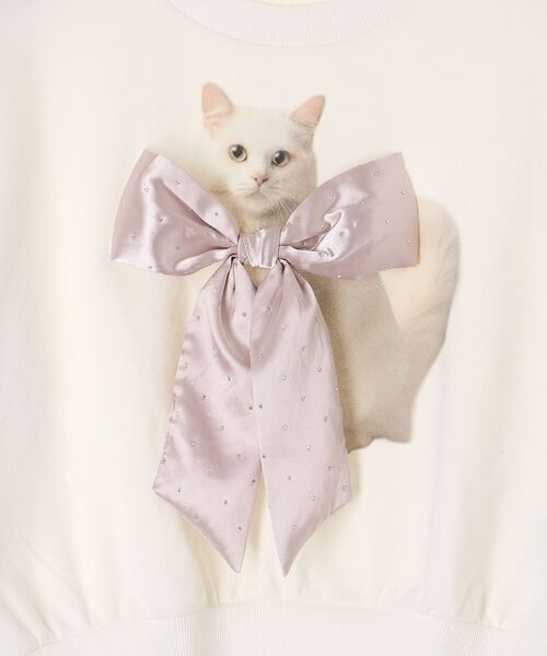 MAJESTIC LEGON（マジェスティックレゴン）の「Lady catスウェット（スウェット・レディース・ブラック/アイボリー/ピンク・MEDIUM）」の7枚目の写真