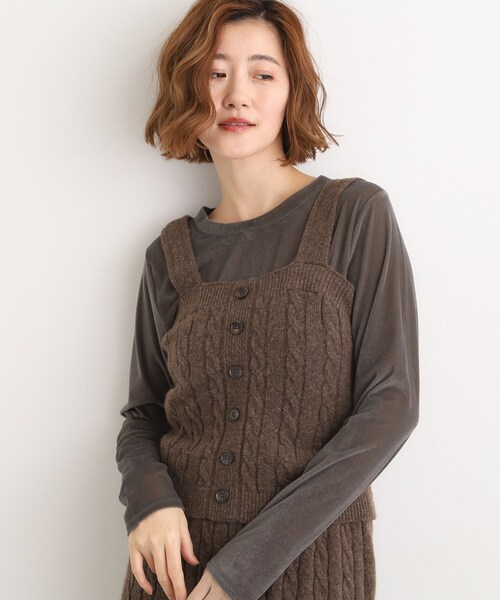 grove(グローブ)の「【SETITEM】ケーブルニットビスチェ(ニット/セーター・レディース・ブラウン系その他/オフホワイト/チャコールグレー・02/03/01/04/05)」の3枚目の写真