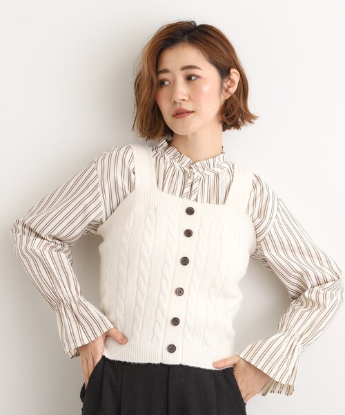 grove(グローブ)の「【SETITEM】ケーブルニットビスチェ(ニット/セーター・レディース・ブラウン系その他/オフホワイト/チャコールグレー・02/03/01/04/05)」の4枚目の写真