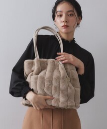 OPAQUE.CLIP | 【A4サイズ対応／マチ付き】ストライプフェイクファートートバッグ(トートバッグ)