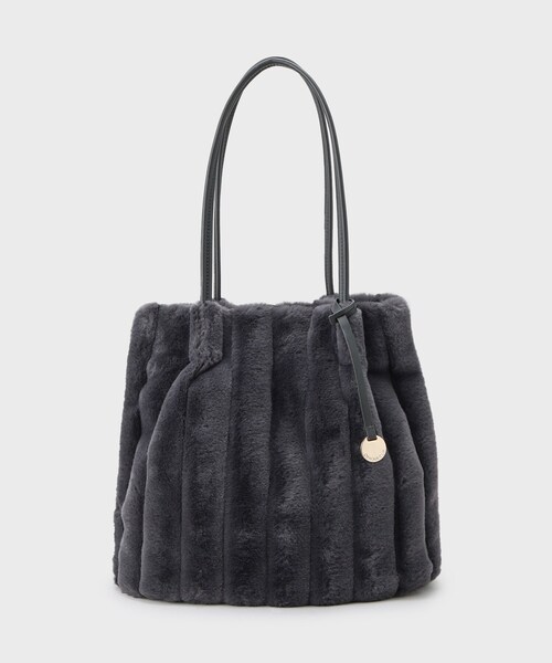 セール】【A4サイズ対応／マチ付き】ストライプフェイクファートート