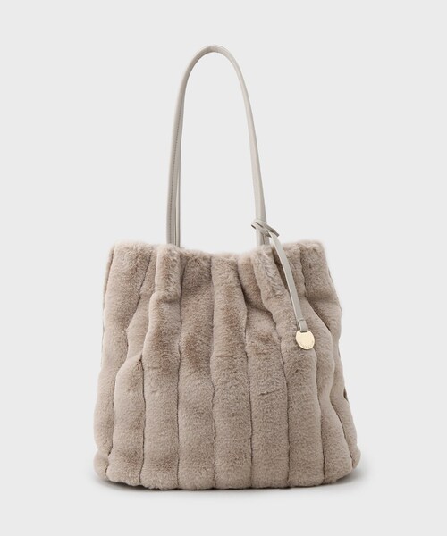 セール】【A4サイズ対応／マチ付き】ストライプフェイクファートート