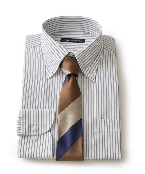 TETE HOMME（テットオム）の「アソート T/Cドレスシャツ / ボタンダウンビジネスシャツ（Tシャツ/カットソー・メンズ・ホワイト系3/ブルー/ホワイト系2/サックスブルー/ホワイト系1・MEDIUM/LARGE/X-LARGE）」の3枚目の写真