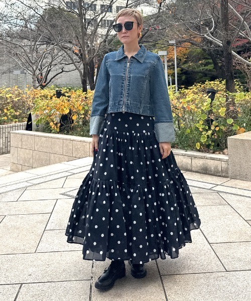 JENNE(ジェンヌ)の「ロールアップデニムジャケット(その他アウター・レディース・ブルー/ネイビー・SMALL/MEDIUM/LARGE)」の7枚目の写真