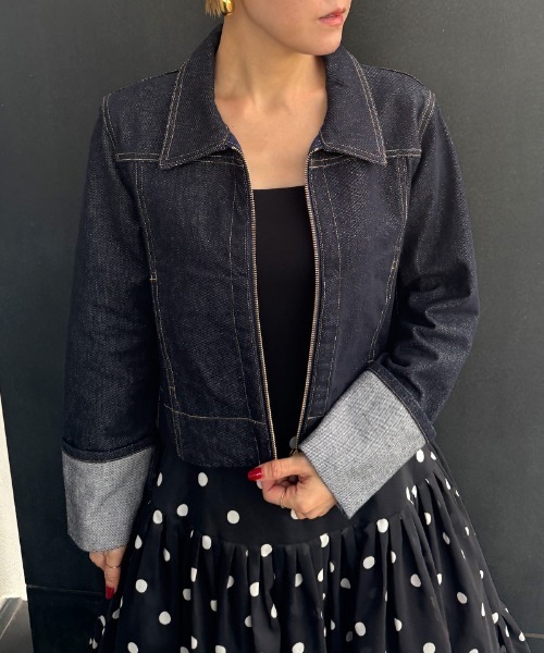 JENNE(ジェンヌ)の「ロールアップデニムジャケット(その他アウター・レディース・ブルー/ネイビー・SMALL/MEDIUM/LARGE)」の14枚目の写真