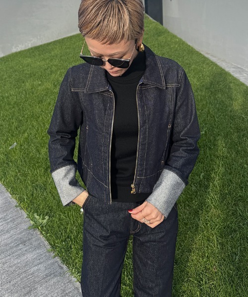 JENNE(ジェンヌ)の「ロールアップデニムジャケット(その他アウター・レディース・ブルー/ネイビー・SMALL/MEDIUM/LARGE)」の17枚目の写真
