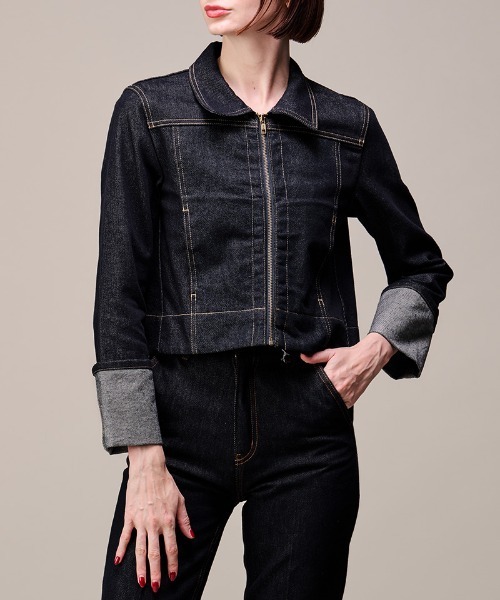 JENNE(ジェンヌ)の「ロールアップデニムジャケット(その他アウター・レディース・ブルー/ネイビー・SMALL/MEDIUM/LARGE)」の21枚目の写真