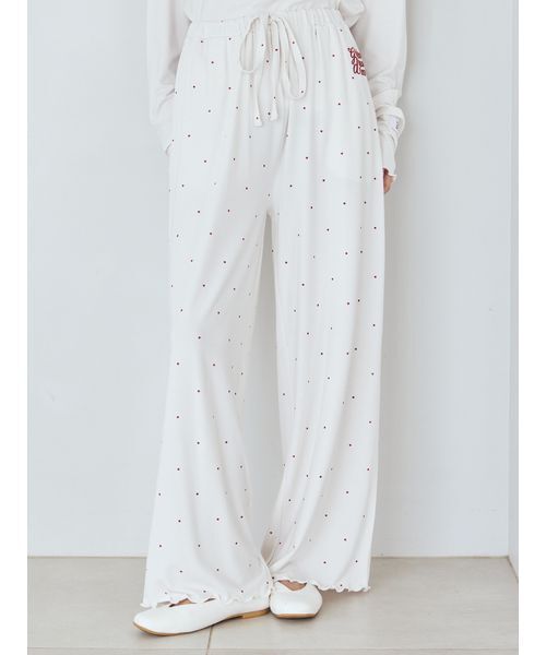 新品タグ付き　完売品　ジェラートピケ　パジャマ ルームウェア ドット　上下セット セール】ドット柄ロングパンツ（ルームウェア/パジャマ）｜gelato