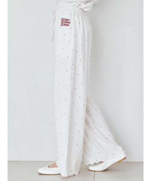 新品タグ付き　完売品　ジェラートピケ　パジャマ ルームウェア ドット　上下セット セール】シーズー柄ロンT（ルームウェア/パジャマ）｜gelato pique