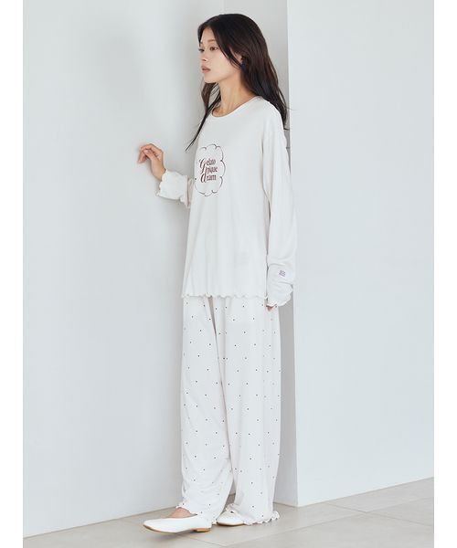 セール】ドット柄ロングパンツ（ルームウェア/パジャマ）｜gelato