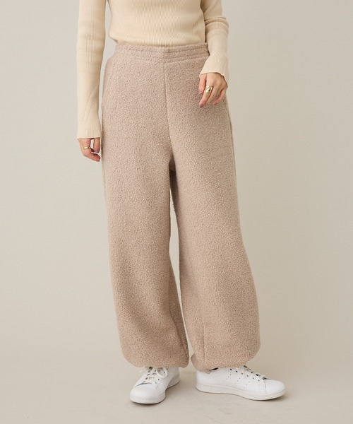 CRAFT STANDARD BOUTIQUE（クラフトスタンダードブティック）の「ブークレ風カットソーパンツ◆（その他パンツ・レディース・ベージュ/ブラック・FREE）」の2枚目の写真