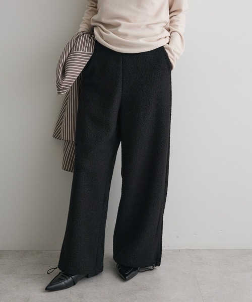 CRAFT STANDARD BOUTIQUE（クラフトスタンダードブティック）の「ブークレ風カットソーパンツ◆（その他パンツ・レディース・ベージュ/ブラック・FREE）」の13枚目の写真