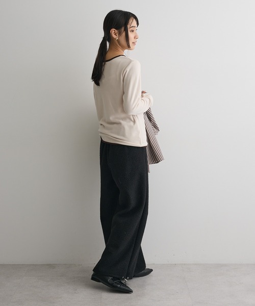 CRAFT STANDARD BOUTIQUE（クラフトスタンダードブティック）の「ブークレ風カットソーパンツ◆（その他パンツ・レディース・ベージュ/ブラック・FREE）」の17枚目の写真