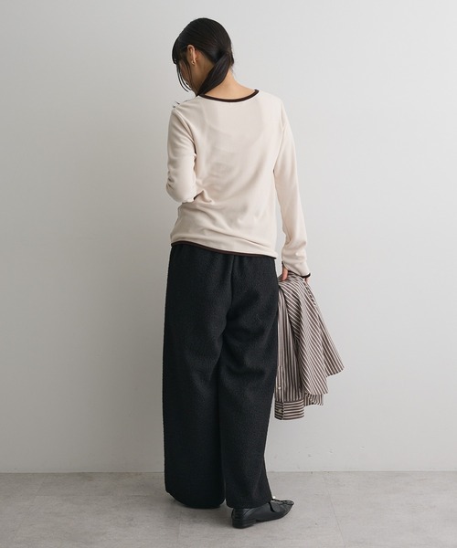 CRAFT STANDARD BOUTIQUE（クラフトスタンダードブティック）の「ブークレ風カットソーパンツ◆（その他パンツ・レディース・ベージュ/ブラック・FREE）」の18枚目の写真