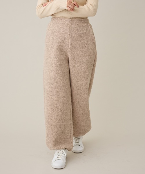 CRAFT STANDARD BOUTIQUE（クラフトスタンダードブティック）の「ブークレ風カットソーパンツ◆（その他パンツ・レディース・ベージュ/ブラック・FREE）」の3枚目の写真