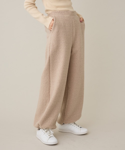 CRAFT STANDARD BOUTIQUE（クラフトスタンダードブティック）の「ブークレ風カットソーパンツ◆（その他パンツ・レディース・ベージュ/ブラック・FREE）」の4枚目の写真