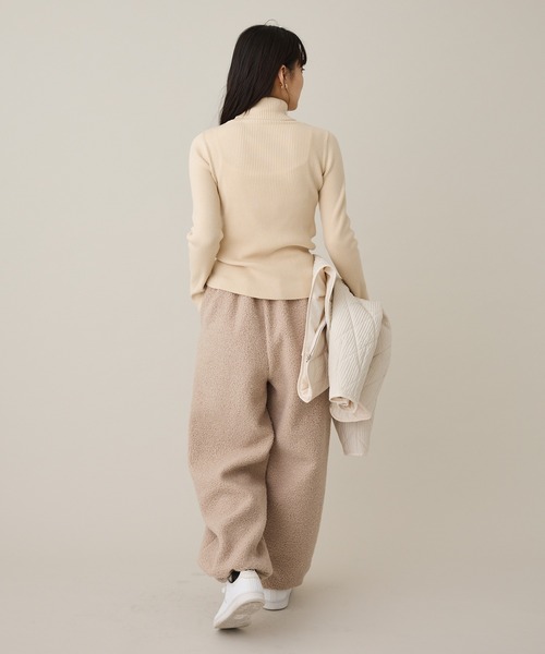 CRAFT STANDARD BOUTIQUE（クラフトスタンダードブティック）の「ブークレ風カットソーパンツ◆（その他パンツ・レディース・ベージュ/ブラック・FREE）」の10枚目の写真