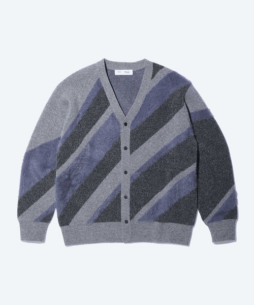 TOGA TOO(トーガトゥ)の「【TOGA TOO/トーガトゥー】Regimental knit cardigan/ニットカーディガン/総柄/ジャガード(カーディガン/ボレロ・レディース・ブラック/グレー・S)」の2枚目の写真