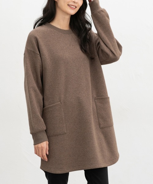 Honeys（ハニーズ）の「【ハニぽか】あったかチュニック（チュニック・レディース・オートミール/ネイビー/ブラウン系/ヘザーチャコール・L/M）」の3枚目の写真