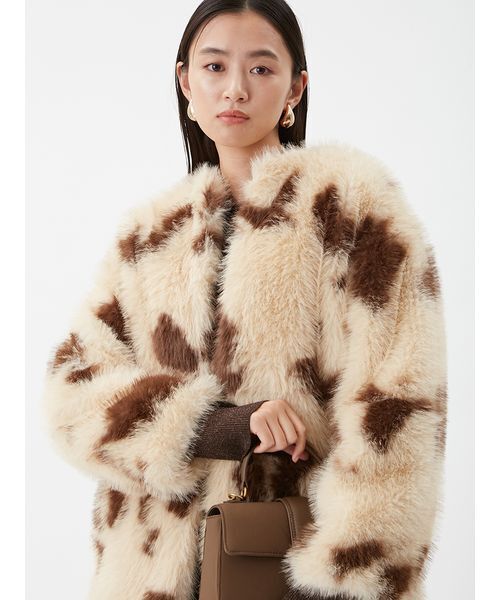 kao　Mila Owen　ブラウン　ファーコート 楽天市場】【SALE／45%OFF】フード付きエコファーモッズCT Mila Owen