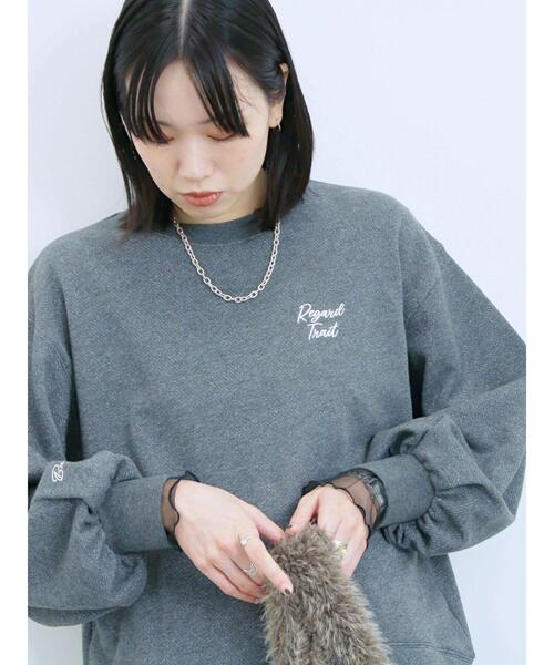 Samansa Mos2 blue(サマンサモスモスブルー)の「ラメ裏毛プルオーバー(Tシャツ/カットソー・レディース・チャコールグレー/トップグレー/モカ・F)」の1枚目の写真