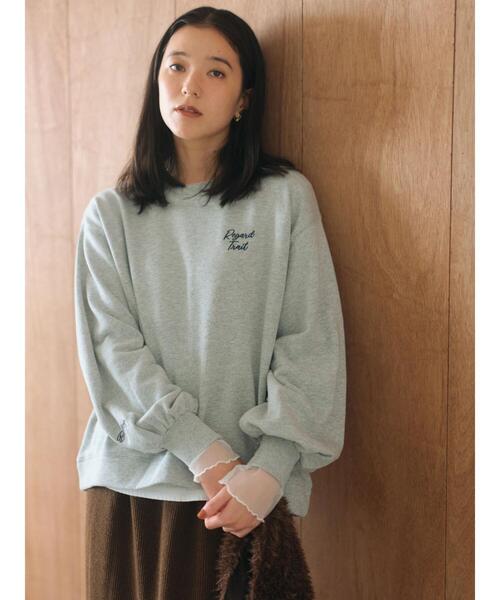 Samansa Mos2 blue(サマンサモスモスブルー)の「ラメ裏毛プルオーバー(Tシャツ/カットソー・レディース・チャコールグレー/トップグレー/モカ・F)」の2枚目の写真