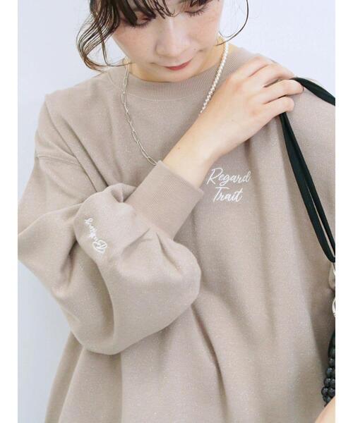 Samansa Mos2 blue(サマンサモスモスブルー)の「ラメ裏毛プルオーバー(Tシャツ/カットソー・レディース・チャコールグレー/トップグレー/モカ・F)」の18枚目の写真