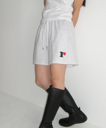 R LOGO SWEAT SHORT PANTS WHITE MELANGE