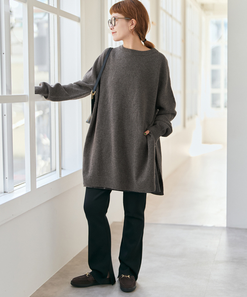 Spick & Span(スピックアンドスパン)の「2WAYロングスリットチュニックプルオーバー(ニット/セーター・レディース・ブラック/ブラウン系その他・FREE)」の4枚目の写真