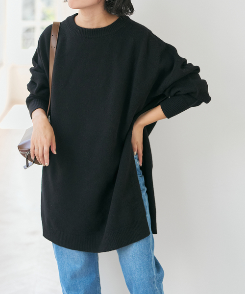 Spick & Span(スピックアンドスパン)の「2WAYロングスリットチュニックプルオーバー(ニット/セーター・レディース・ブラック/ブラウン系その他・FREE)」の5枚目の写真