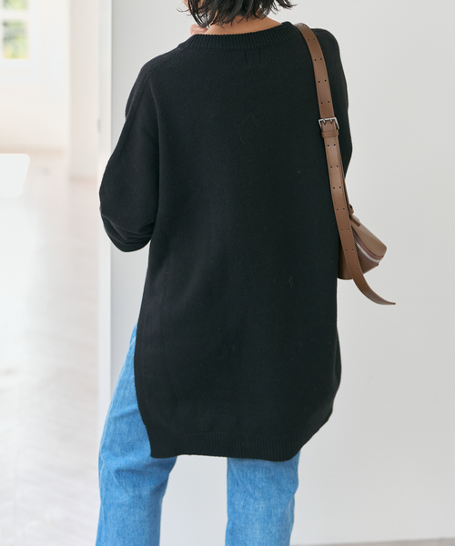 Spick & Span(スピックアンドスパン)の「2WAYロングスリットチュニックプルオーバー(ニット/セーター・レディース・ブラック/ブラウン系その他・FREE)」の7枚目の写真