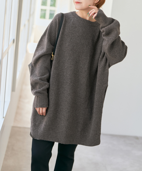 2WAYロングスリットチュニックプルオーバー（ニット/セーター）｜Spick