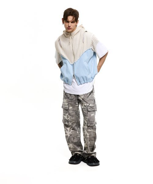 RSSC(アールエスエスシー)の「KNIT & DENIM HOOD ZIPUP VEST - IVORY/LIGHT DENIM(ベスト・レディース・その他・2/1)」の7枚目の写真
