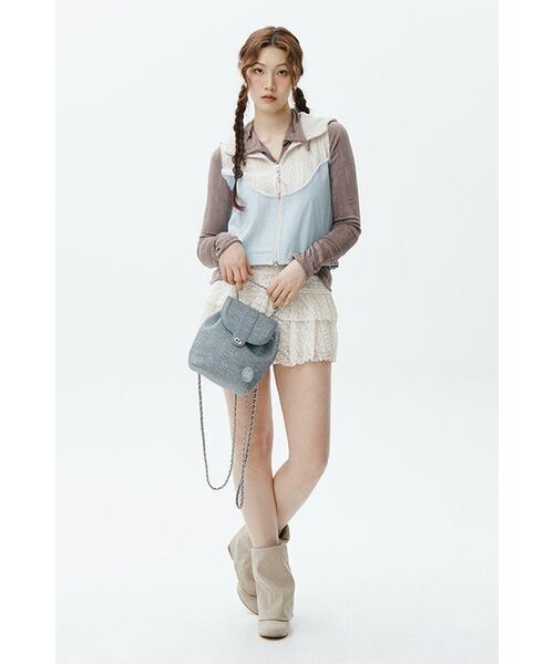 RSSC(アールエスエスシー)の「KNIT & DENIM HOOD ZIPUP VEST - IVORY/LIGHT DENIM(ベスト・レディース・その他・2/1)」の9枚目の写真
