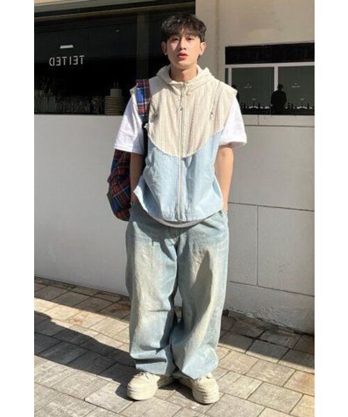 RSSC(アールエスエスシー)の「KNIT & DENIM HOOD ZIPUP VEST - IVORY/LIGHT DENIM(ベスト・レディース・その他・2/1)」の3枚目の写真