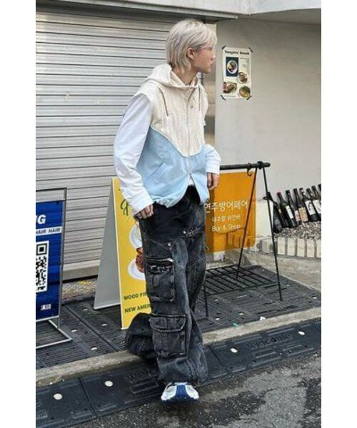 RSSC(アールエスエスシー)の「KNIT & DENIM HOOD ZIPUP VEST - IVORY/LIGHT DENIM(ベスト・レディース・その他・2/1)」の4枚目の写真