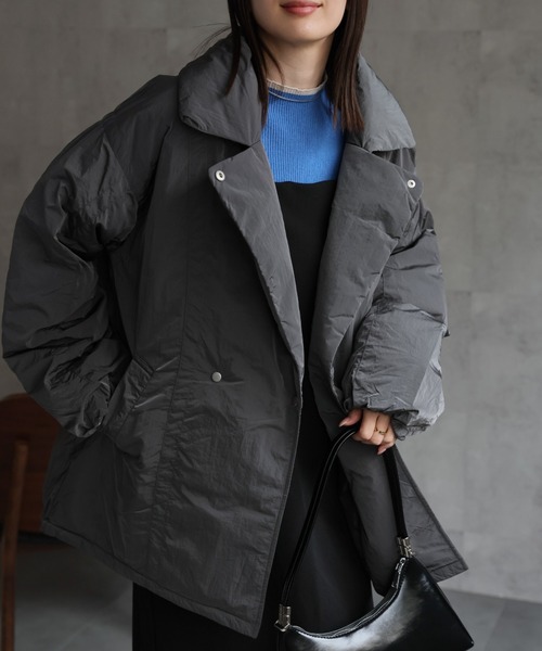 セール】プライトタフタファイバーダウンPコート/パディングブルゾン