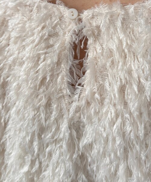 Thevon（ゼボン）の「フェザーVネックプルオーバー（ニット/セーター・レディース・アイボリー/ブラック/グレー・FREE）」の14枚目の写真