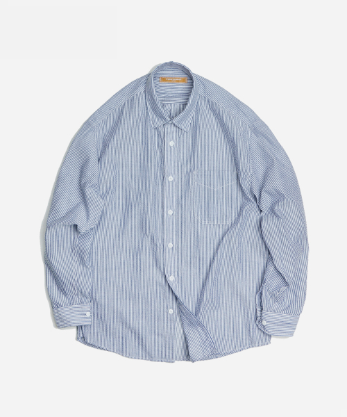 FRIZMWORKS(フリズムワークス)の「OG STRIPE SEERSUCKER SHIRT _ BLUE(シャツ/ブラウス・メンズ・その他・MEDIUM/LARGE/SMALL/X-LARGE)」の1枚目の写真