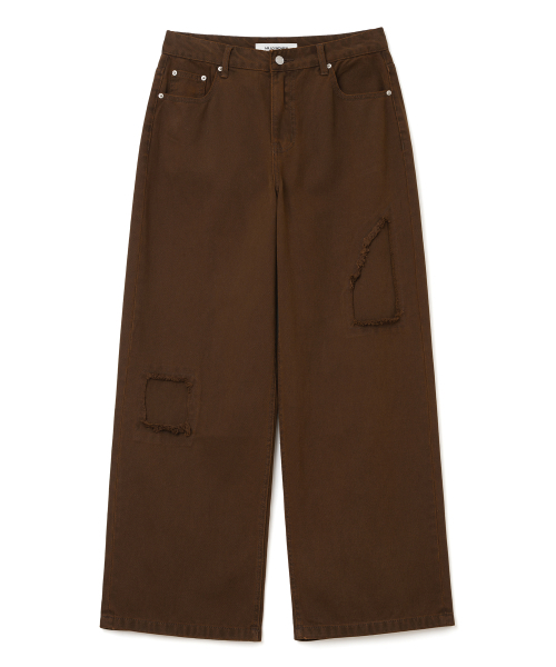 MILLO WOMEN（ミロウーマン）の「カットアウトパッチワイドジーンズ [ウォッシュドブラウン]（デニムパンツ・レディース・その他・SMALL/MEDIUM）」の2枚目の写真