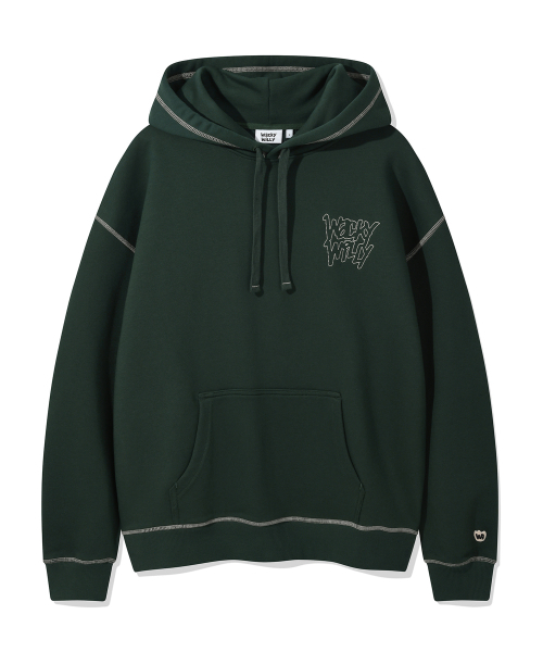 Wacky WiLLy(ワッキーウィリー)の「ステッチレタリングフードグリーン(パーカー・レディース・その他・X-LARGE/SMALL/MEDIUM/LARGE)」の1枚目の写真