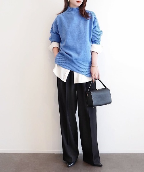 ikka(イッカ)の「【雑誌InRed1月号掲載】サイドスリットニットプルオーバー【親子コーデ】(ニット/セーター・レディース・チャコール/イエロー/ライトパープル/ベージュ/グリーン・M/L/S)」の9枚目の写真