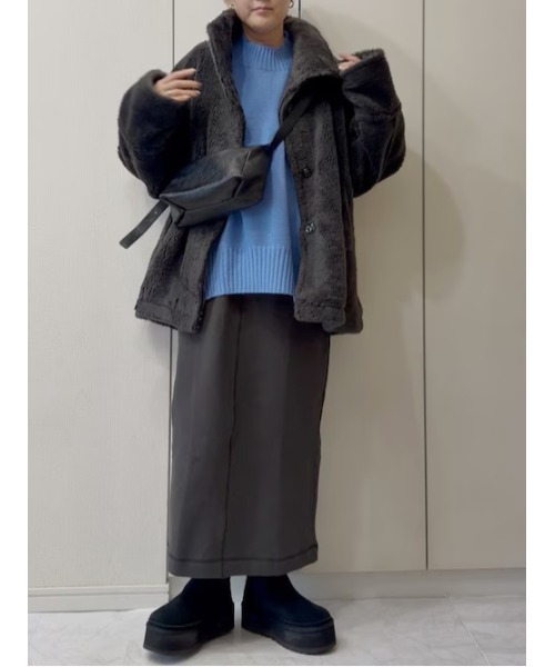 ikka(イッカ)の「【雑誌InRed1月号掲載】サイドスリットニットプルオーバー【親子コーデ】(ニット/セーター・レディース・チャコール/イエロー/ライトパープル/ベージュ/グリーン・M/L/S)」の13枚目の写真