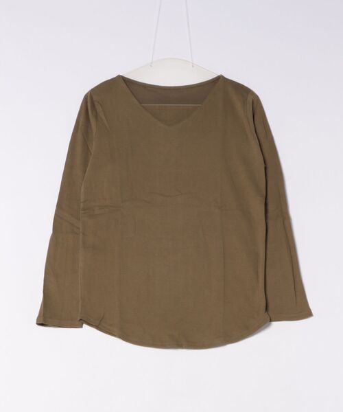 MARAI(マーライ)の「Vネックフライスカットソー 長袖(Tシャツ/カットソー・レディース・ネイビー/グレイッシュベージュ/ピンク/杢グレー/カーキ/チャコールグレー/ホワイト/ブラック/ライトグレー・4L/3L/LL/L/M)」の7枚目の写真