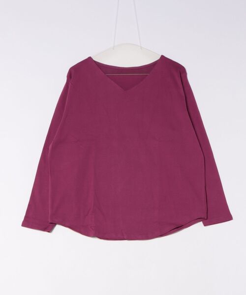 MARAI(マーライ)の「Vネックフライスカットソー 長袖(Tシャツ/カットソー・レディース・ネイビー/グレイッシュベージュ/ピンク/杢グレー/カーキ/チャコールグレー/ホワイト/ブラック/ライトグレー・4L/3L/LL/L/M)」の9枚目の写真
