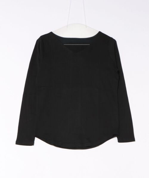 MARAI(マーライ)の「Vネックフライスカットソー 長袖(Tシャツ/カットソー・レディース・ネイビー/グレイッシュベージュ/ピンク/杢グレー/カーキ/チャコールグレー/ホワイト/ブラック/ライトグレー・4L/3L/LL/L/M)」の1枚目の写真