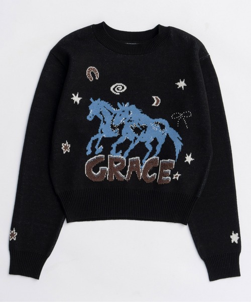 MAISON SPECIAL（メゾンスペシャル）の「Horse Knit/ホースニット（ニット/セーター・レディース・レッド/グレー/ブラック・FREE）」の13枚目の写真