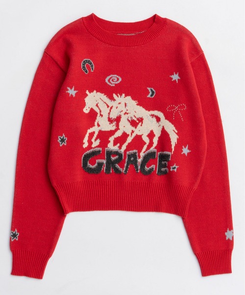 MAISON SPECIAL（メゾンスペシャル）の「Horse Knit/ホースニット（ニット/セーター・レディース・レッド/グレー/ブラック・FREE）」の15枚目の写真
